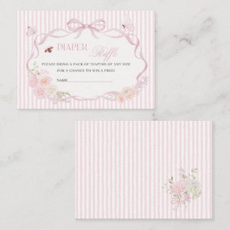 Carte De Visite Watercolor baby in bloom butterfly diaper raffle 