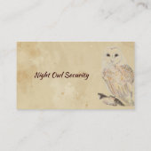 Carte De Visite Watercolor Barn Owl Security Business (Dos)