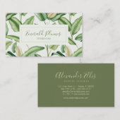 Carte De Visite Watercolor Bird of Paradise Leaves Monogram (Devant / Derrière)