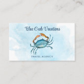 Carte De Visite Watercolor Blue Crab Coastal Professional (Devant)