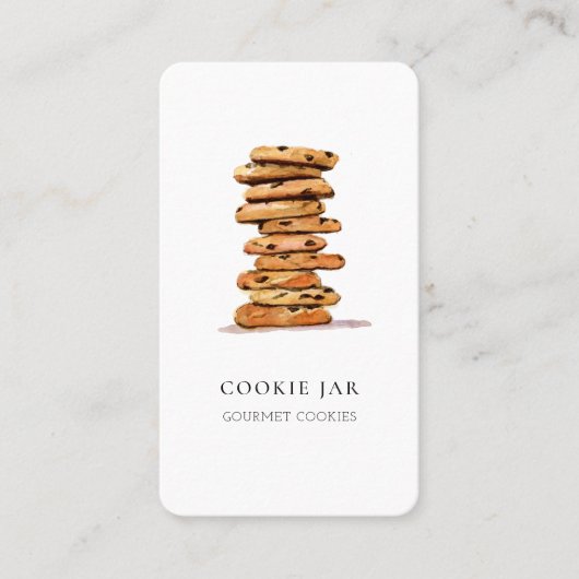 Carte De Visite Watercolor cookie with social media Bakery   (Devant)