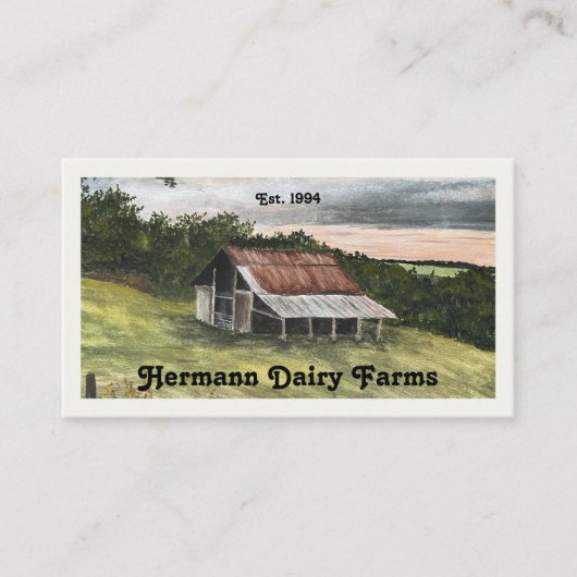 Carte De Visite Watercolor Country Barn Scene (Devant)