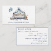 Carte De Visite Watercolor Crib Babysitter Nanny Garde d'enfants (Devant / Derrière)