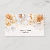 Carte De Visite Watercolor Gold White Flowers (Devant)