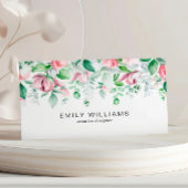 Carte De Visite Watercolor Greenery Pink Flowers Business Card