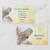 Carte De Visite Watercolor Grey Owl Industries Bird (Devant / Derrière)