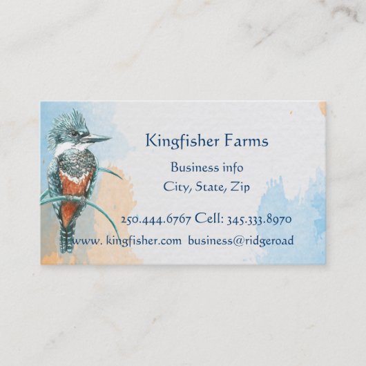 Carte De Visite Watercolor Kingfisher Business Logo (Devant)