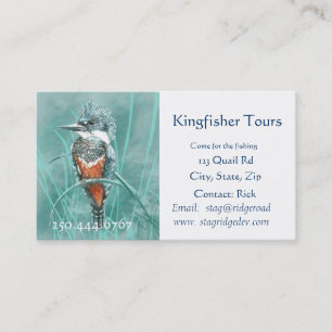Carte De Visite Watercolor Kingfisher Fishing Tours Business Logo