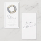 Carte De Visite Watercolor Life Preserver Beach House (Devant / Derrière)