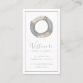 Carte De Visite Watercolor Life Preserver Beach House (Devant)