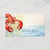 Carte De Visite Watercolor Lobster Restaurant Crawfish (Devant)