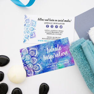 Carte De Visite Watercolor Mandala Metaphysical Yoga Social Media