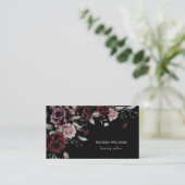 Carte De Visite Watercolor Roses Black Background (Debout devant)