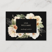 Carte De Visite Watercolor Roses Frame Black (Devant)