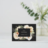 Carte De Visite Watercolor Roses Frame Black (Debout devant)