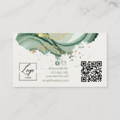 Carte De Visite Watercolor Sage green Qr Code  (Dos)