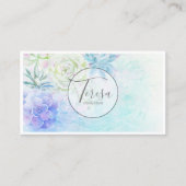 Carte De Visite Watercolor Succulent Pastel ID567 (Devant)