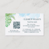 Carte De Visite Watercolor Turtle Tropical Leaves (Dos)