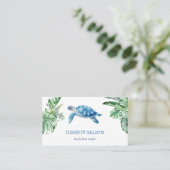 Carte De Visite  Watercolor Turtle Tropical Leaves (Debout devant)
