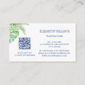 Carte De Visite Watercolor Turtle Tropical Leaves (Dos)