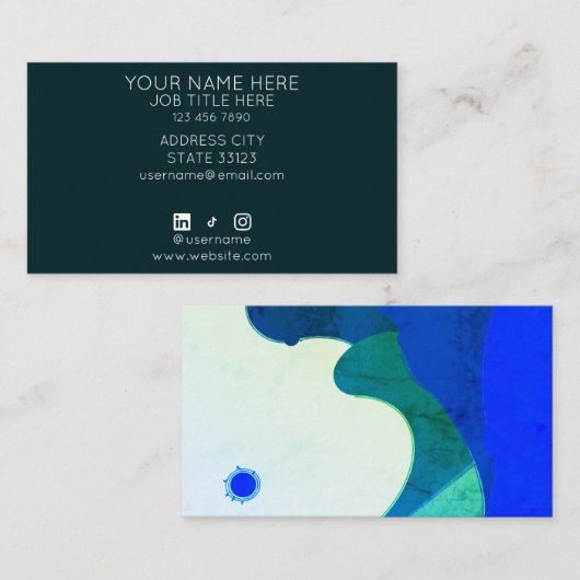 Carte de visite Watercolor Waves (Devant / Derrière)