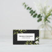 Carte De Visite Watercolor White Snowdrops et Laurel Damask (Debout devant)
