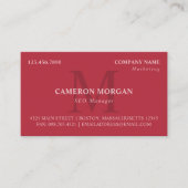 Carte De Visite Watermelon Red Monogramme Professionnel (Devant)