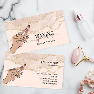 Carte De Visite wax blush pink woman hand waxing technician  busin