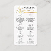 Carte De Visite Waxing After Care Guide Blanc & Gold Beauty Bar (Devant)