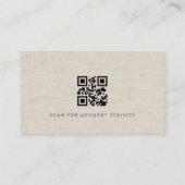 Carte De Visite Wealth Advisor Luxury Neutral Linen QR Code (Dos)