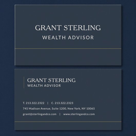 Carte De Visite Wealth Advisor Navy Blue Professional