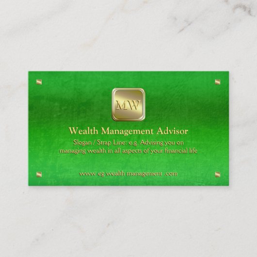Carte De Visite Wealth Advisor, plaque d'identification or, look c (Devant)