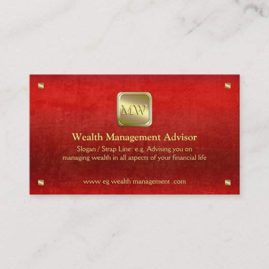 Carte De Visite Wealth Advisor, plaque d'identification or, look c (Devant)