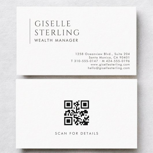 Carte De Visite Wealth Manager Modern Professional QR Code