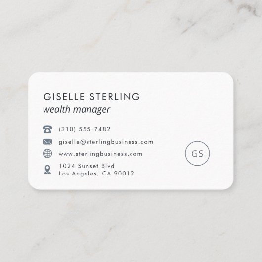 Carte De Visite Wealth Manager Navy Blue Professional (Dos)