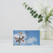 Carte De Visite Weathervane rouillé contre le ciel bleu (Debout devant)