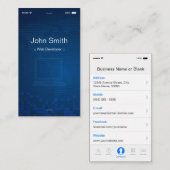 Carte De Visite Web Developer - Apple iOS Conception Plat Personna (Devant / Derrière)