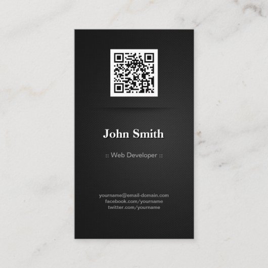 Carte De Visite Web Developer - Elegant Black QR Code (Devant)