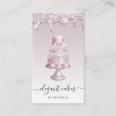 Carte De Visite Wedding Cake Glitter Drip Mauve Bakery (Devant)