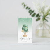 Carte De Visite Wedding Cake Glitter Drip Mint Green Bakery (Debout devant)