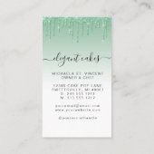Carte De Visite Wedding Cake Glitter Drip Mint Green Bakery (Dos)