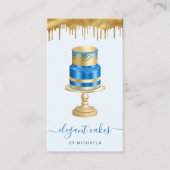 Carte De Visite Wedding Cake Glitter Drip Royal Blue Bakery (Devant)