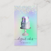 Carte De Visite Wedding Cake Holographic Glitter Bakery (Devant)