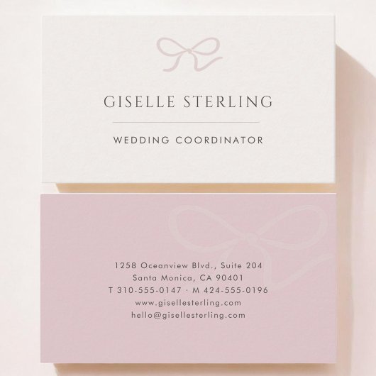 Carte De Visite Wedding Coordinator Pink Bow