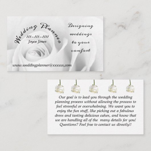 Carte de visite wedding planner 3,5 pouces x 2,0 p (Devant / Derrière)