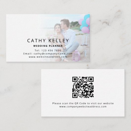Carte De Visite Wedding planner avec une photo de code QR (Devant / Derrière)