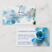 Carte De Visite Wedding planner bleu de fleuriste d'orchidées de (Devant / Derrière)