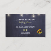 Carte De Visite Wedding planner bleu marine des tournesols rustiqu (Dos)