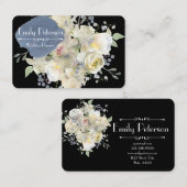 Carte De Visite Wedding planner d'aquarelle florale White Peonies (Devant / Derrière)