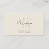 Carte De Visite Wedding planner de crème de logo Monogramme modern (Devant)